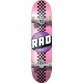 RAD Wheels Checker Stripe Pink / Black Complete Skateboard - 7.75" x 31.25"